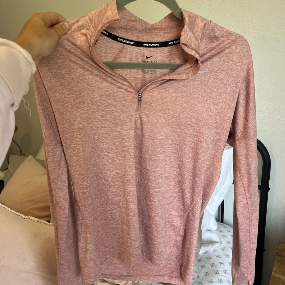 pink nike dri fit long sleeve 1/4 zip